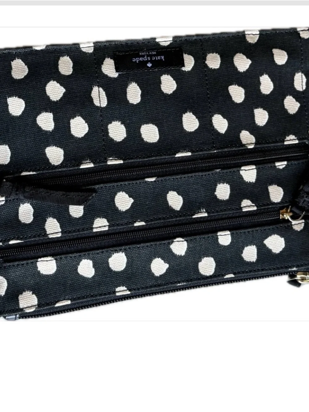 kate spade Black & White Polka Dot Zip Cosmetic Pouch